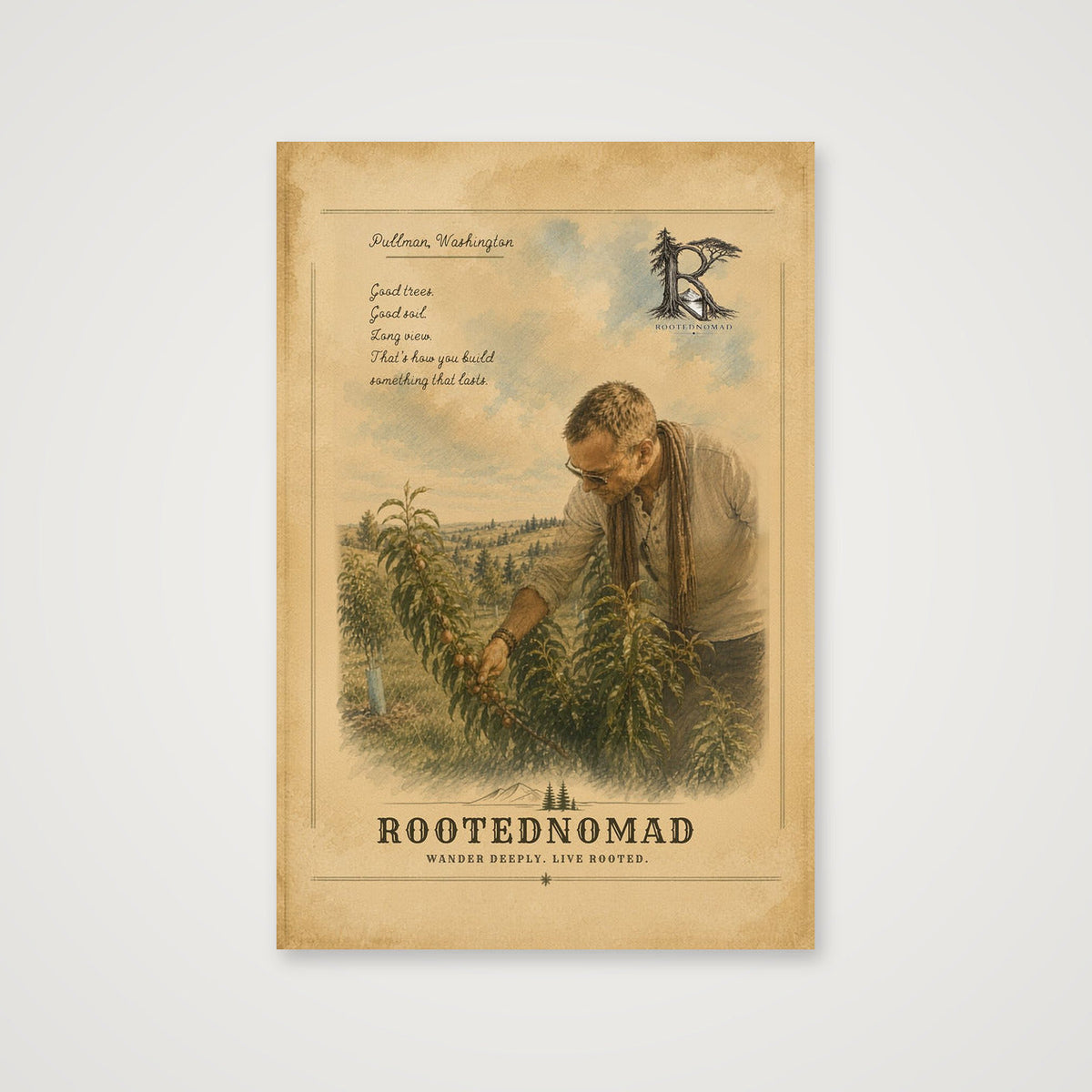 RootedNomad Apple Tree Poster — 30×45cm, 12×18" Print only