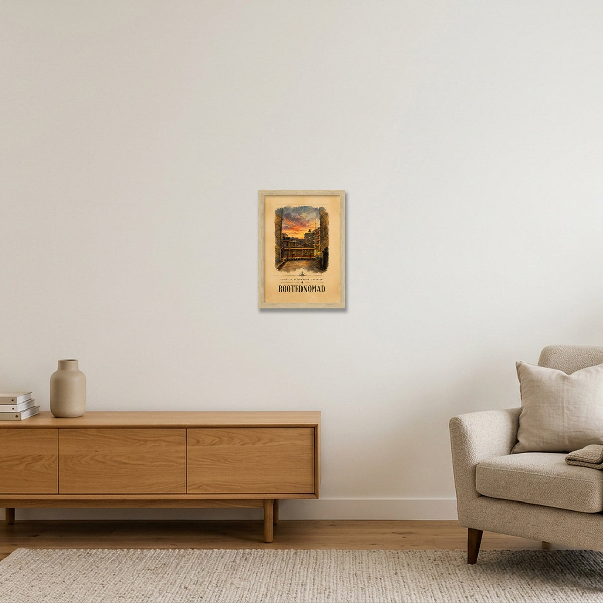Limited Edition RootedNomad Kasarani Sunset Poster — A4 (21×30cm, 8×12") Oak Frame