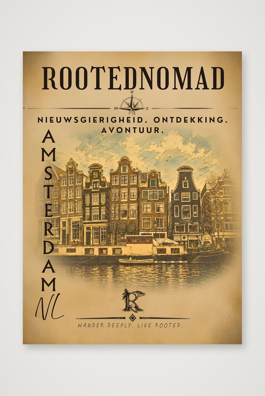 RootedNomad Amsterdamse Grachten Poster — 60×80cm, 24×31" Print only